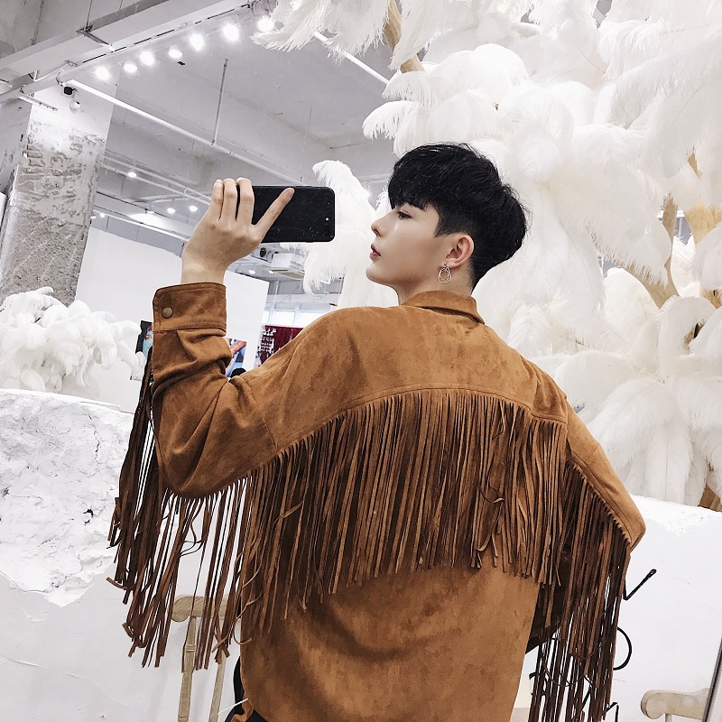Áo Sơ Mi Tay Dài Phối Tua Rua Thời Trang Mùa Thu Phong Cách Ngoại Quốc Cho Nam DJ