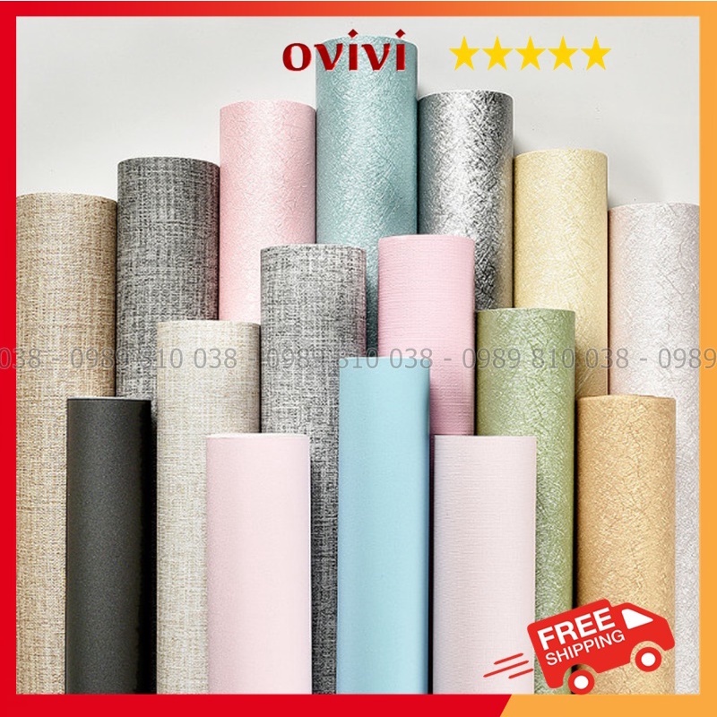 Giấy dán tường phòng ngủ 10m có keo sẵn một màu trơn đơn giản giá rẻ đẹp Ovivi