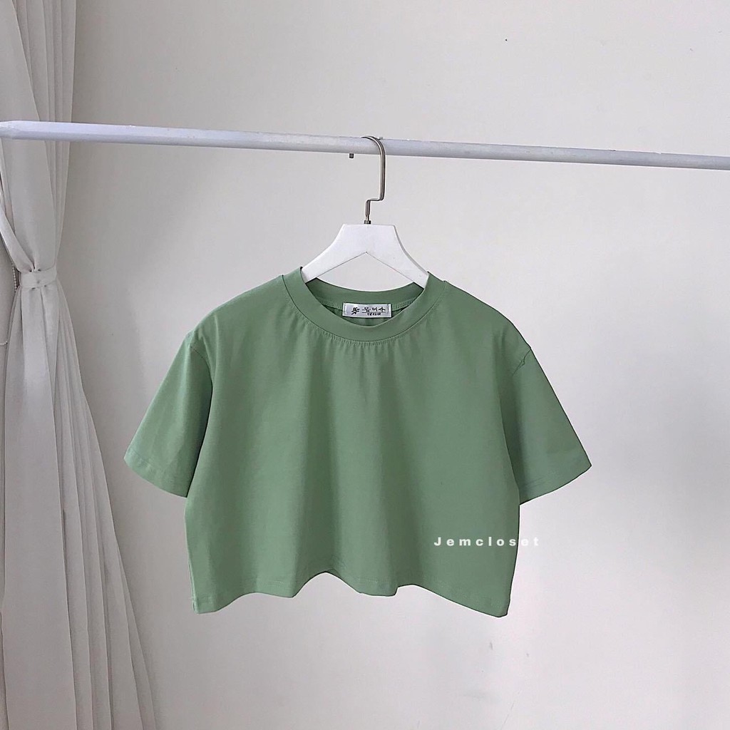 Áo Croptop Cổ Tròn Thun Nữ JEMCLOSET Croptop ABI Trơn Chất Cotton Nhiều Màu From Rộng Thỏa Mái 10084