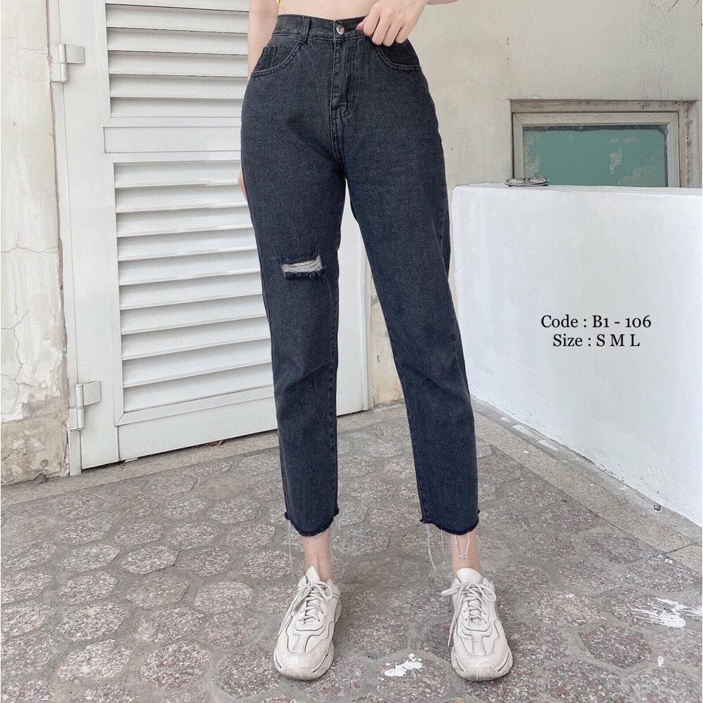 Quần jean nữ baggy King168, quần nữ co dãn nhẹ mẫu THU52