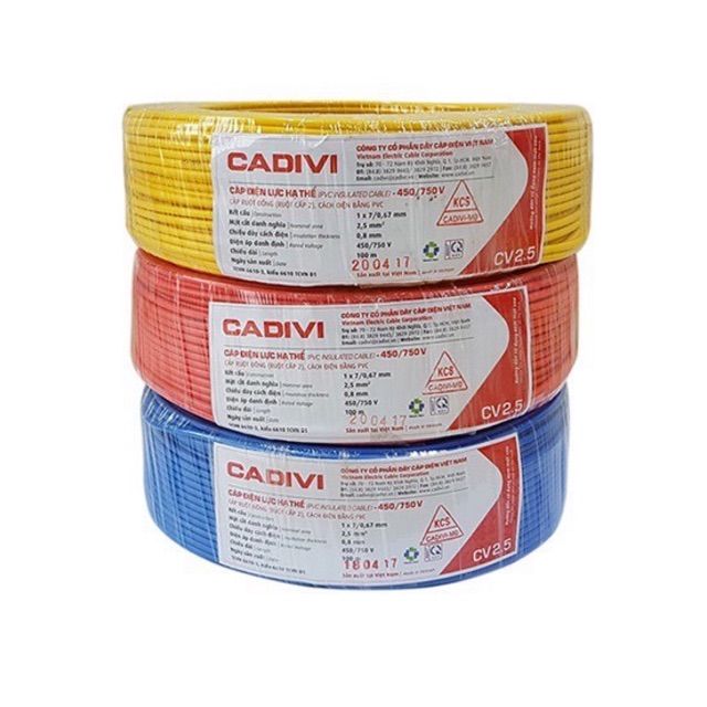 Dây Điện Đơn CADIVI CV 1.5, CV 2.5, CV 3.5 ,CV 4.,CV 6
