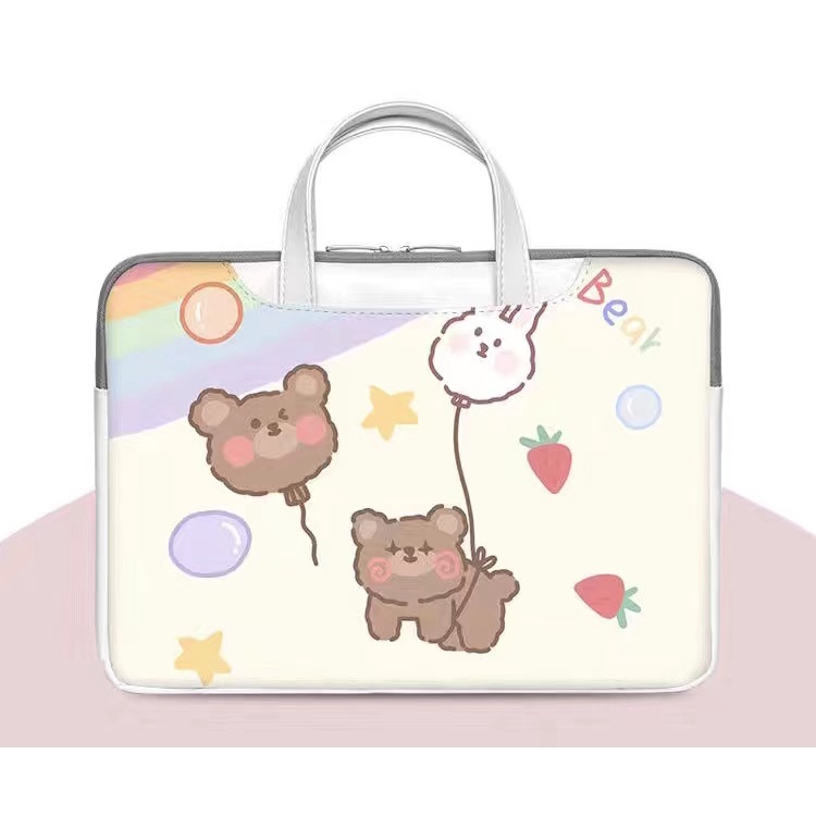 Túi Da Pu Chống Thấm Nước Họa Tiết Hoạt Hình Đáng Yêu Cho Laptop Kích Thước 13.3/14.1/15.6/17.3