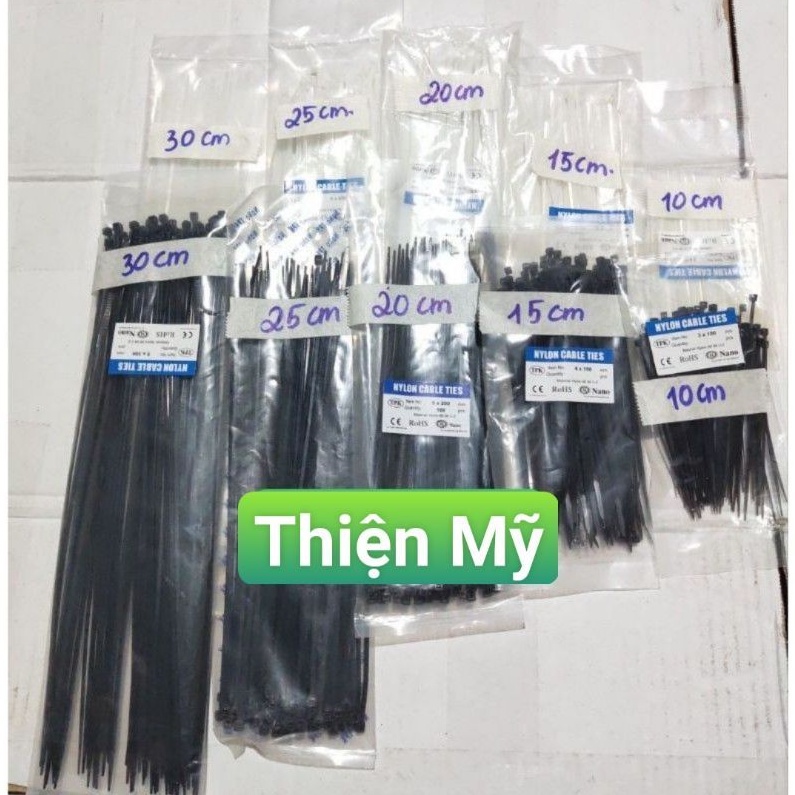 Dây rút nhựa, dây thít nhựa 10cm, 15cm,20cm, 25cm, 30cm khoản 80 sợi/bịch