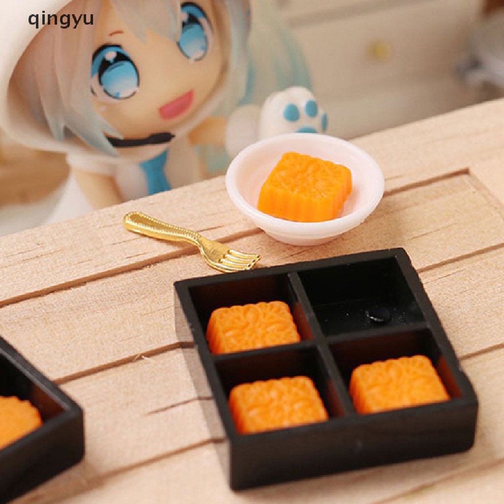 qingyu 1 Set Miniature Mid-Autumn Mooncake Mini Model 1:12 Doll House Life Scene Toys PLI