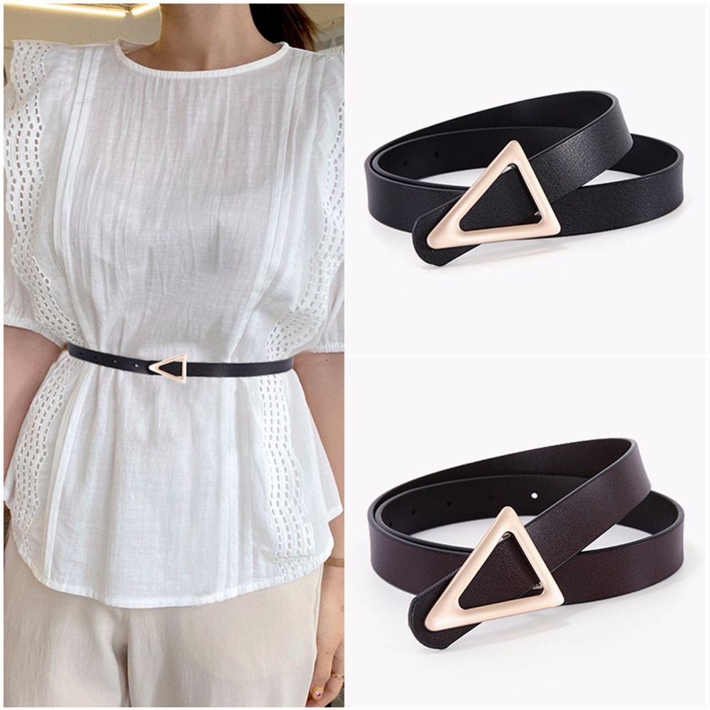 CABEZA Thắt Lưng Da PU Khoá Kim Loại Hình Tam Giác Phong Cách Vintage Hàn Quốc