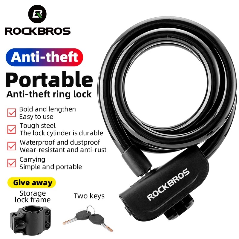 [Fulfilled by Shopee]Khóa xe đạp ROCKBROS dạng vòng chống trộm dành cho xe máy