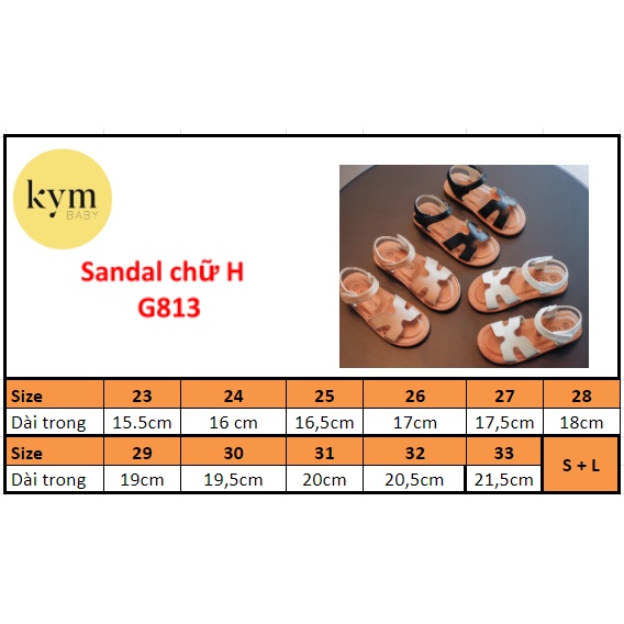Giày sandal quai chữ H cho bé gái G813