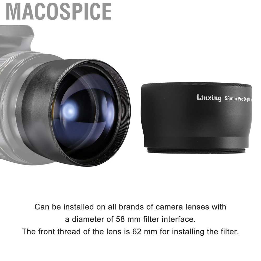 Macospice Universal 58mm 2X Telephoto Lens Teleconverter for Canon Nikon Sony Pentax Etc