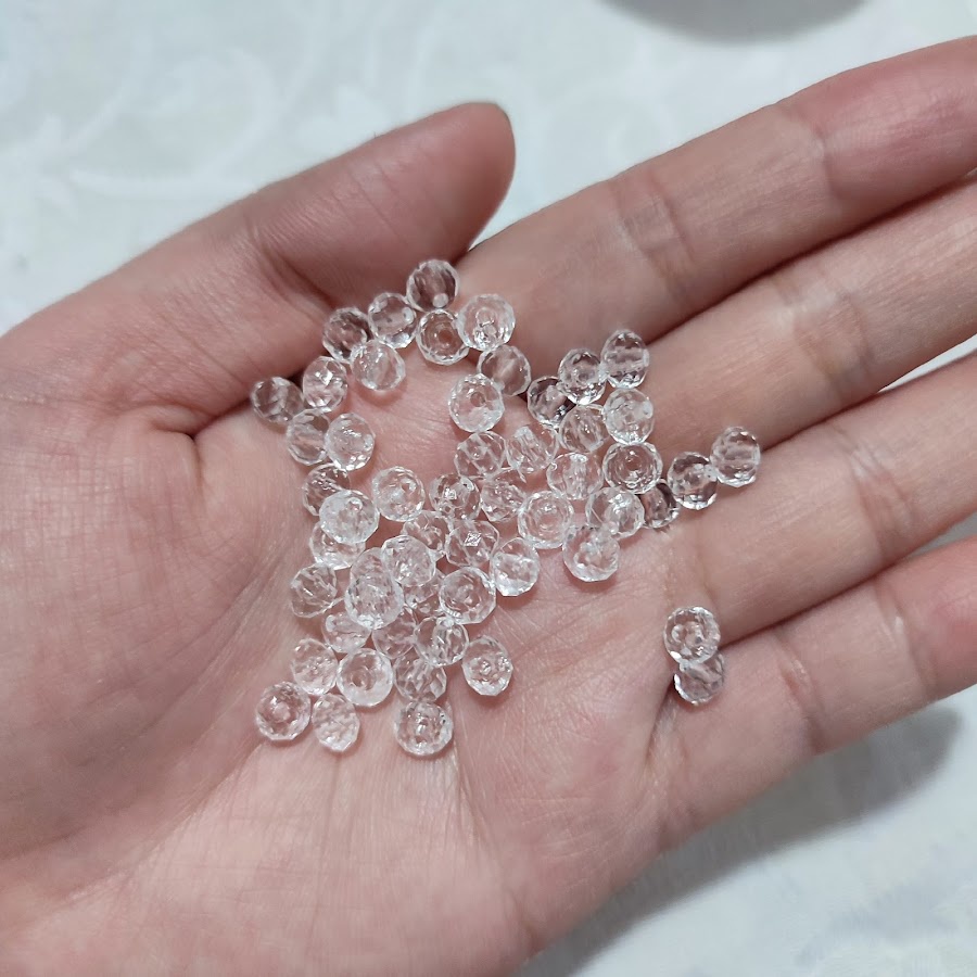 10-25-50gr hạt nhựa bánh cam 6mm màu trong - Nguyên liệu làm vòng, handmade