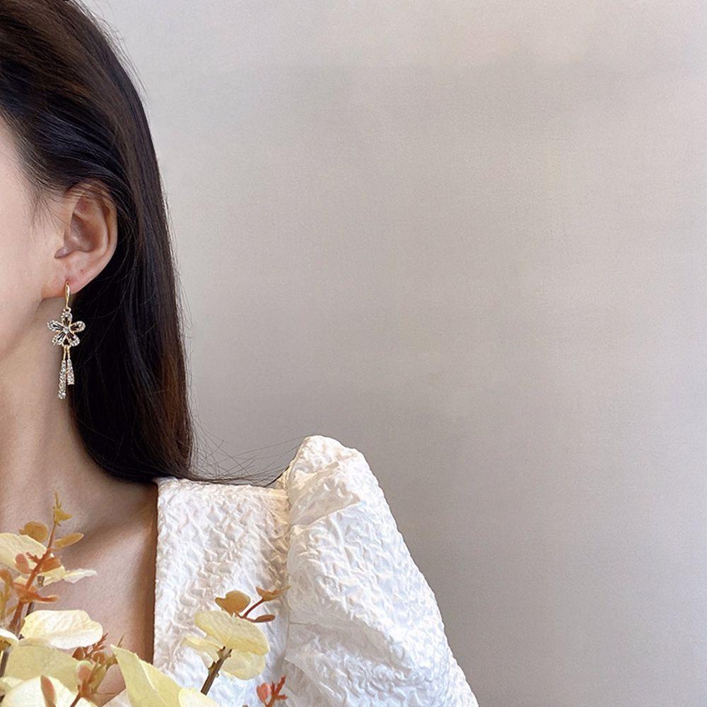 JARRED Bông Tai Hợp Kim Dáng Dài Hình Hoa Thanh Lịch Lãng Mạn Phong Cách Hàn Quốc