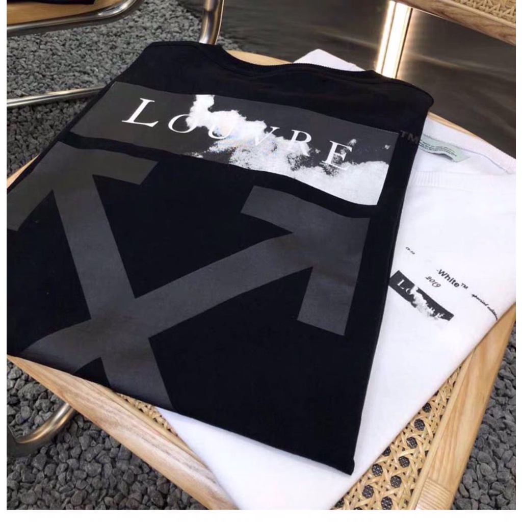 Off white Áo Thun Tay Ngắn Cổ Tròn In Hình Mũi Tên Đám Mây Thời Trang Xuân Hè Cho Nam Và Nữ