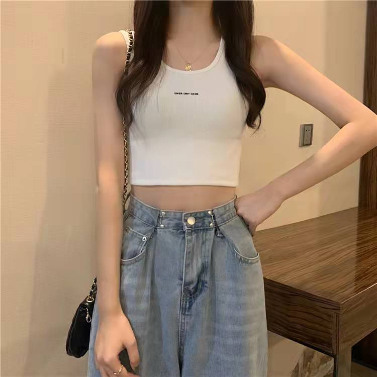 Áo Hai Dây Dệt Kim Dáng Ngắn Màu Hồng Thời Trang Quyến Rũ Cho Nữ