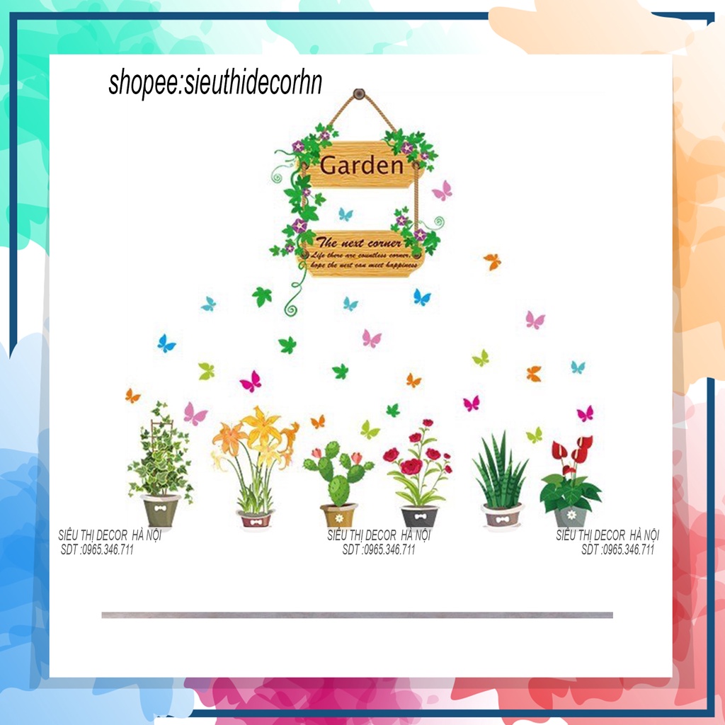 Decal dán tường phòng ngủ VƯỜN GARDEN SK7066. Đề can dán tường Hàn quốc kích thước 60x90cm