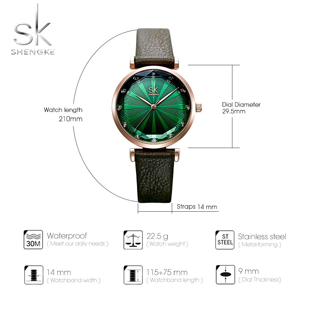 Đồng hồ đeo tay SHENGKE mặt đồng hồ khắc chữ thời trang sang trọng cho nữ | BigBuy360 - bigbuy360.vn