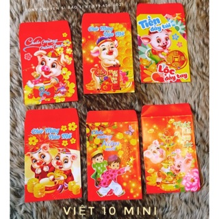 BỘ 10 BAO LÌ XÌ VIỆT 10 MiNi giấy mỹ thuật láng (ảnh shop)
