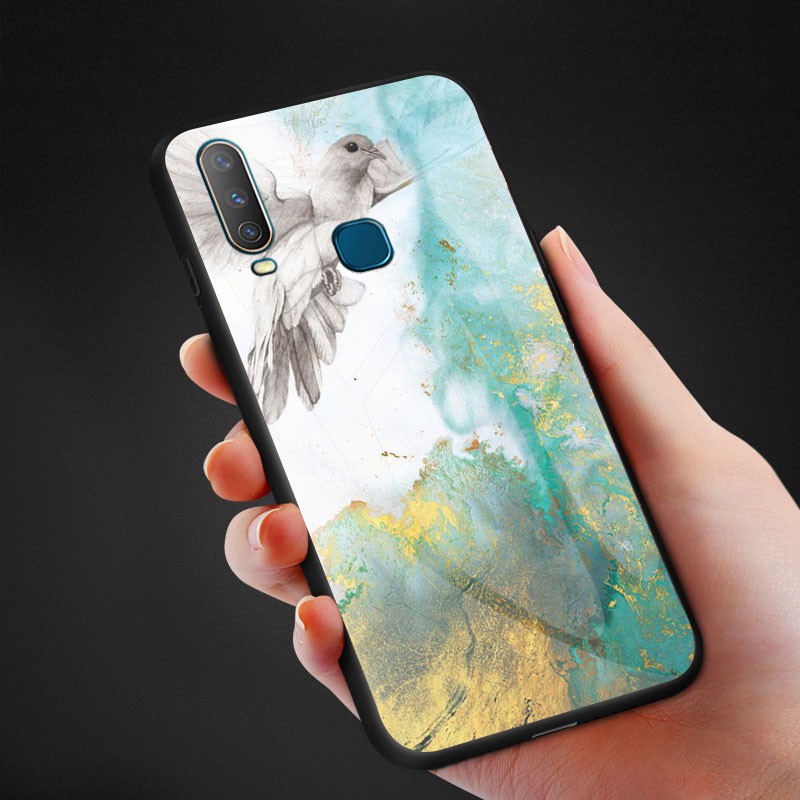 Toughened glass Marble Case For VIVO V11 V15 pro V11i Z3i X20 plus IQOO NEO Z5X Cover Casing