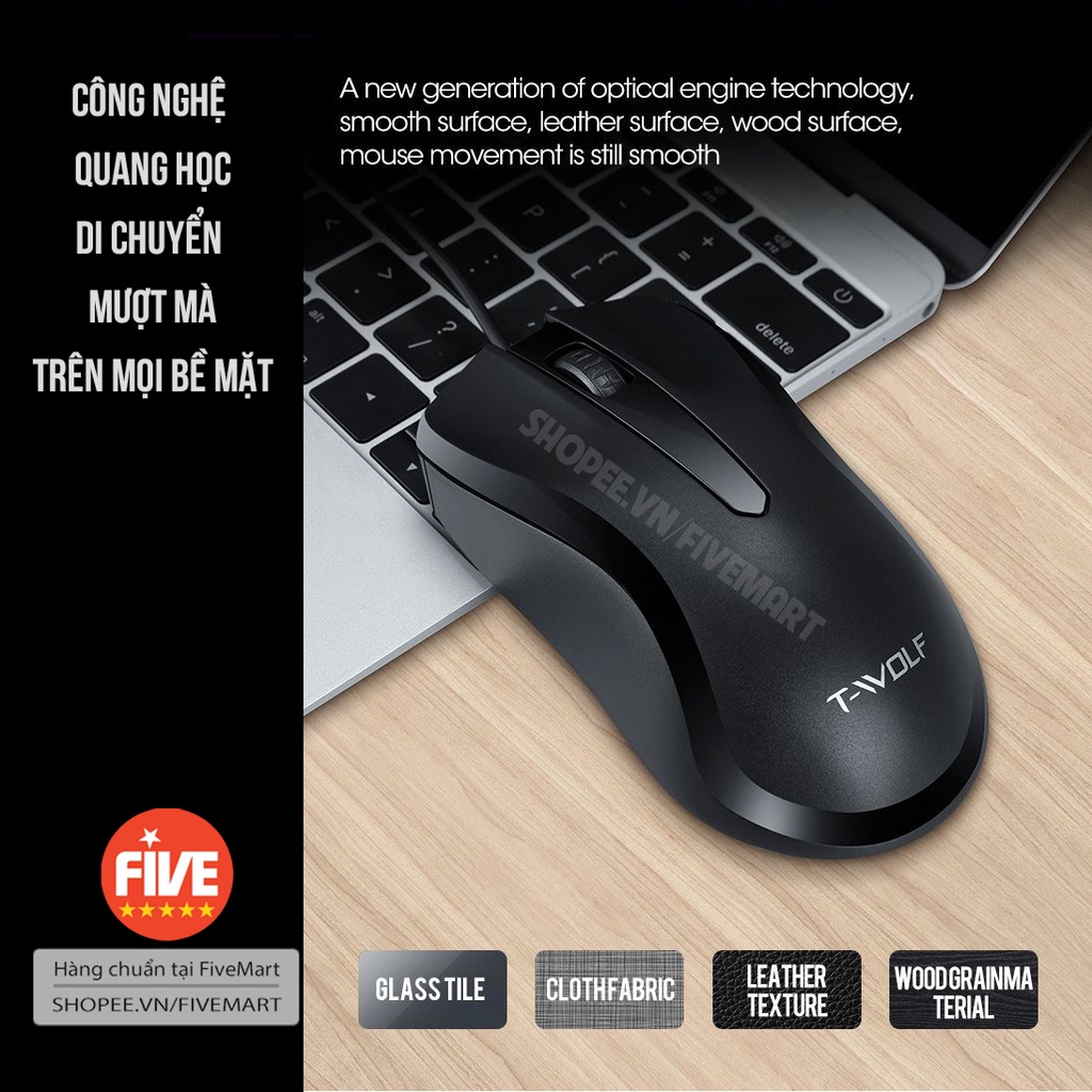 (Mới) Chuột quang chống ồn bền nhạy mượt mà di chuyển dễ dàng trên mọi bề mặt dùng văn phòng chơi game