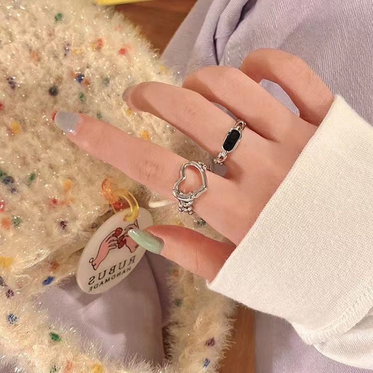 iF YOU Set 2 Nhẫn Bạc Phong Cách Hàn Quốc Cổ Điển Dành Cho Nữ