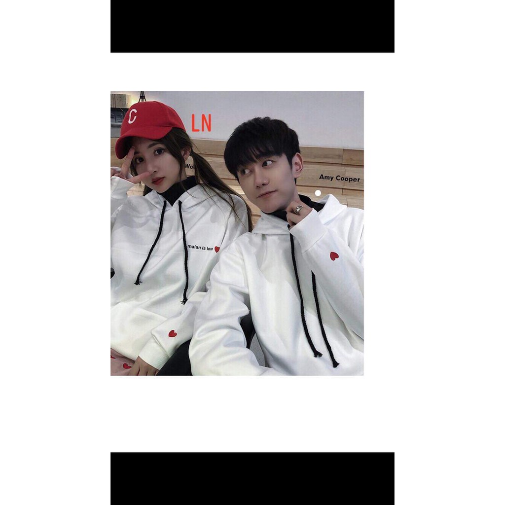Áo đôi hoodie maian tim tay LNG1119