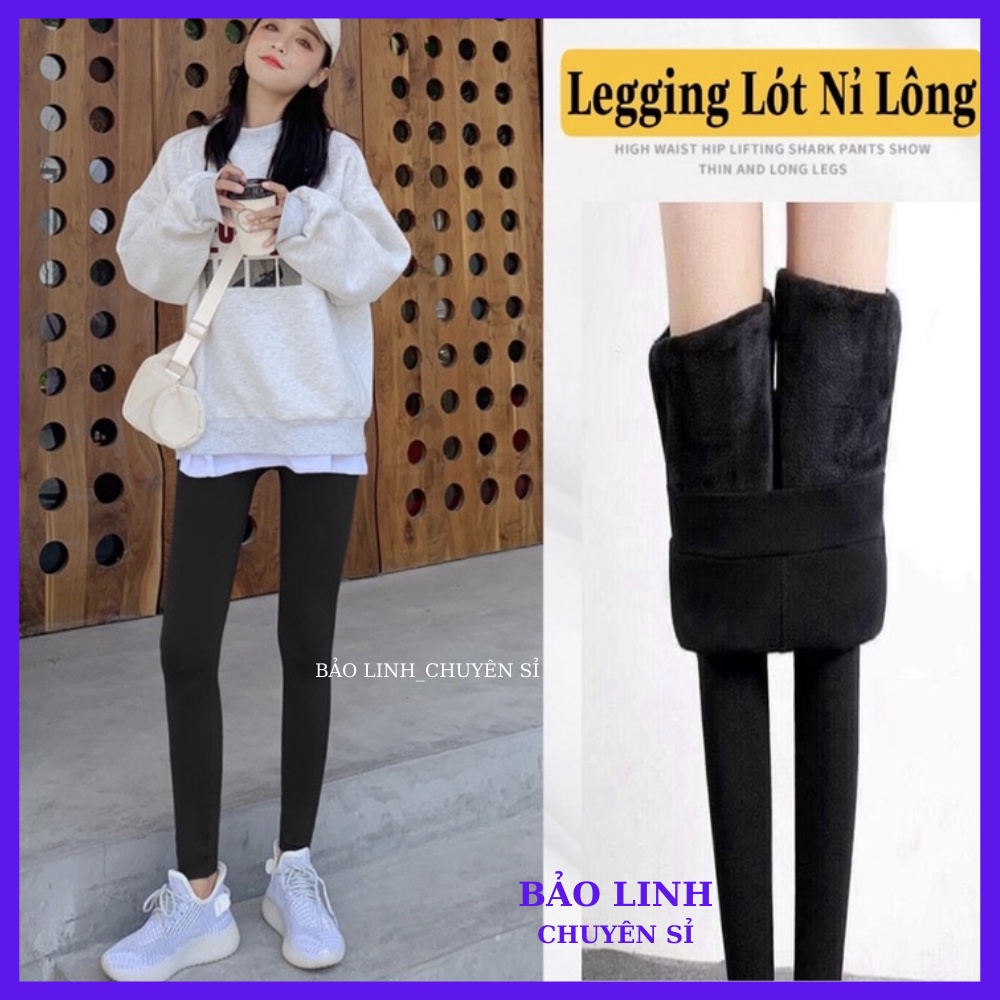Quần Legging Lót Lông Nữ Cạp Cao,Quần Ấm Mùa Đông Chất Nỉ  Rét Đại Hàn Bảo Linh