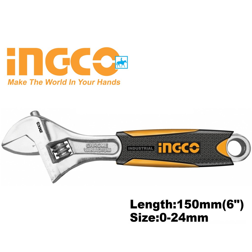 INGCO Cờ Lê Mỏ Lết 6inch 150mm Mở Miện Max 24mm CRV HADW131068