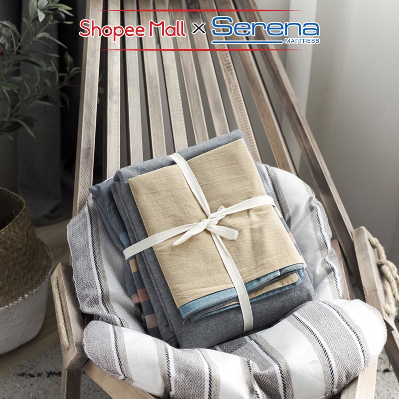 Chăn Ga Gối Nệm 5 Món Cotton Tici SERENA Chính Hãng Combo Set Chăn Drap Nệm Đệm Trải Phủ Giường Trần Bông 5 Món Cao Cấp