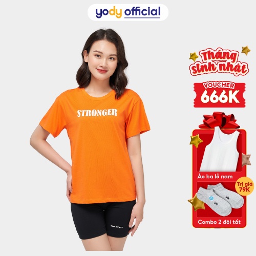 Bộ đồ nữ YODY mặc nhà quần đùi chất cotton thoải mái thoáng mát - BDN5072