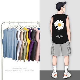 (Sẵn Đen M L) Áo Tank Top Unisex Nam Nữ, ba lỗ tập gym bóng rổ hoa cúc
