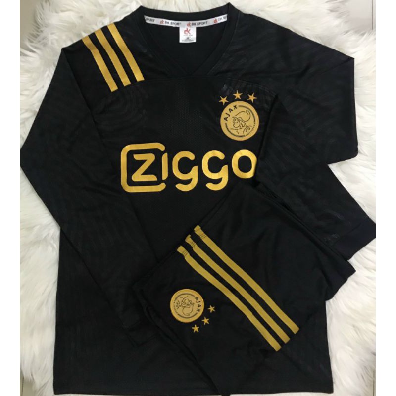 Bộ quần áo bóng đá Ajax đen vàng tay dài