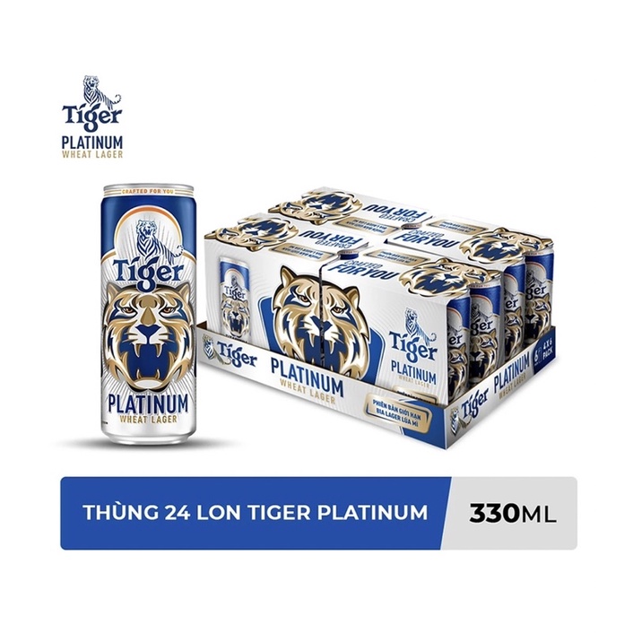 Hoả tốc Thùng 24 lon bia Tiger Platinum Wheat Lager bia lúa mì 330ml date mới