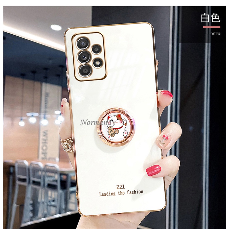 Ốp Điện Thoại Silica Gel Mềm Mạ Hình Mèo May Mắn Cho Samsung Galaxy A53 A05 A05 A23 A33 A73 A23 LTE A13 M33 M23 5G 4G