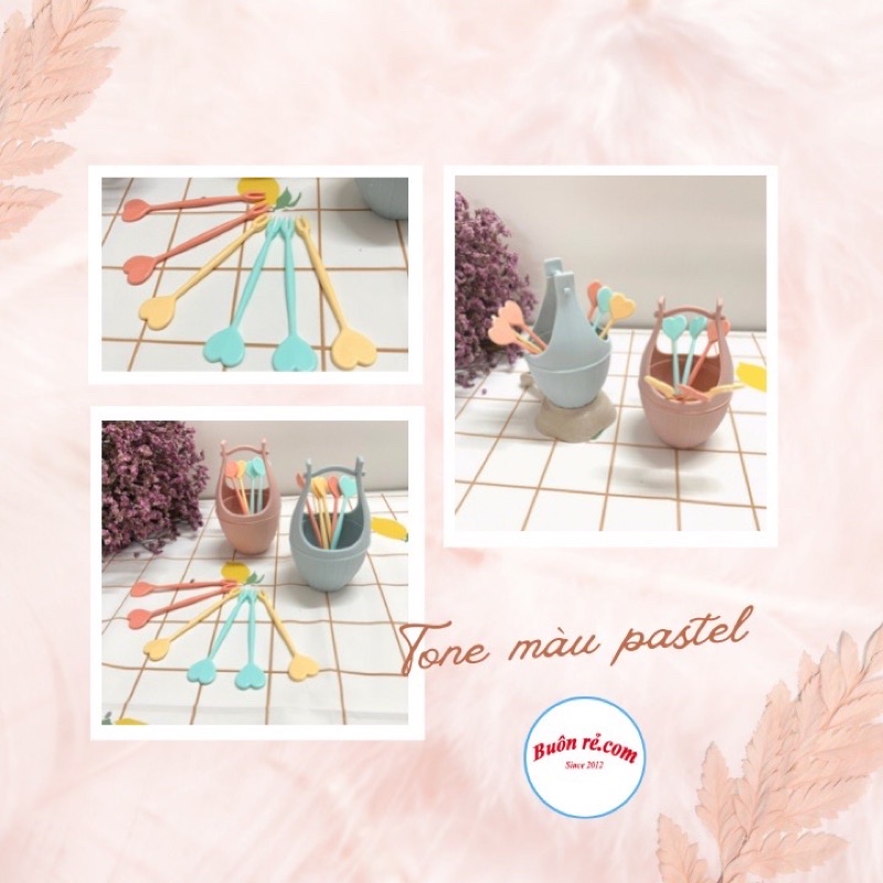 Bộ dĩa xiên hoa quả hình trái tim dễ thương Việt Nhật