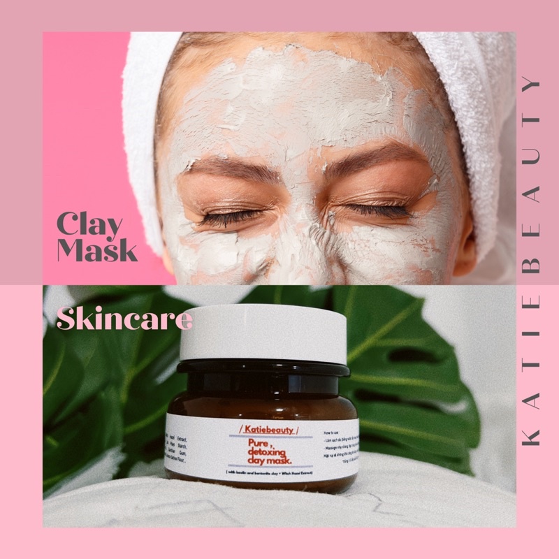 Mặt nạ đất sét trắng da, detoxing lỗ chân lông Pure, Detoxing Clay Mask 80g | KATIEBEAUTY