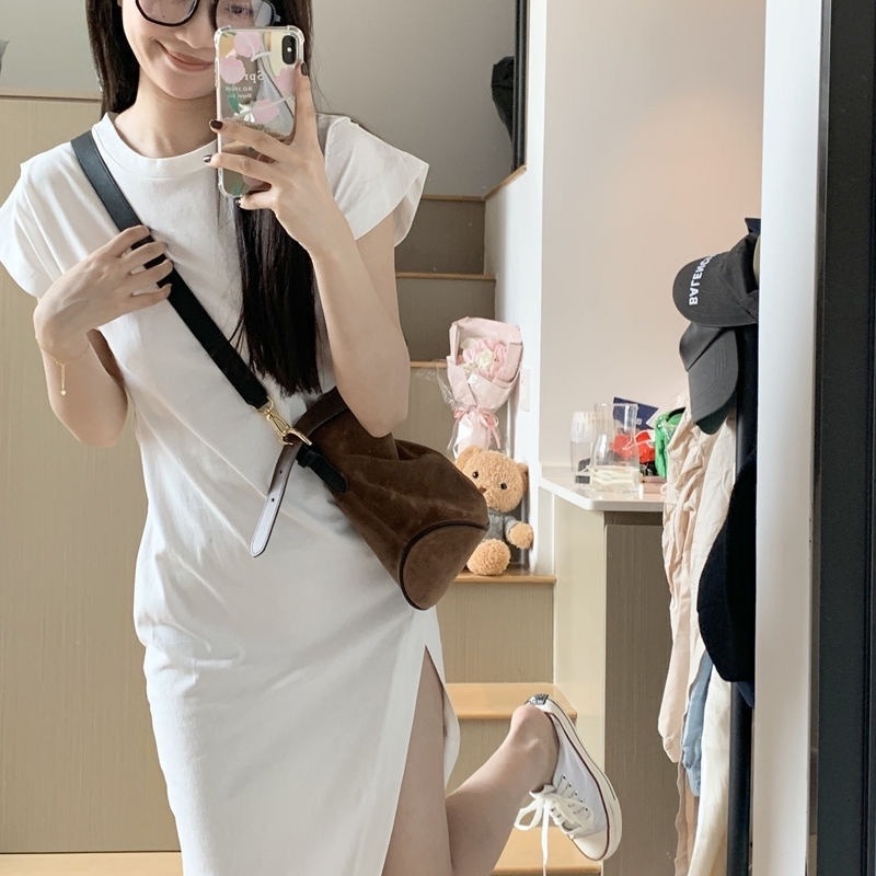 Đầm Thun Tay Ngắn Màu Sắc Thời Trang Dành Cho Nữ