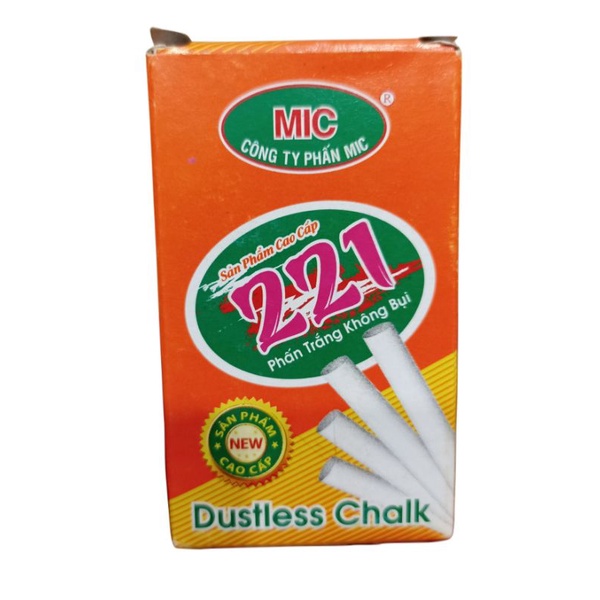 Phấn học sinh không bụi viết bảng đen xanh Mic trắng màu hộp 10 viên
