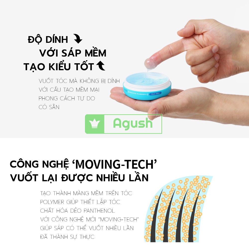 Sáp vuốt tóc nam Gatsby mềm thơm chính hãng cao cấp nhật Moving Rubber siêu bóng mềm giữ nếp gốc nước hương hoa quả