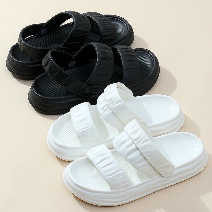 Dép sandal nữ 2 quai đế cao 3.5cm, dép quai hậu nữ đi học chất liệu EVA nhẹ đế bánh mì kute