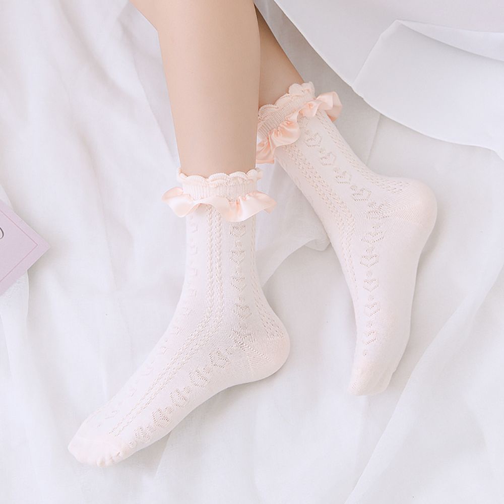 Vớ cotton mềm cổ thấp phối xếp ly nhiều màu thời trang lolita cho nữ