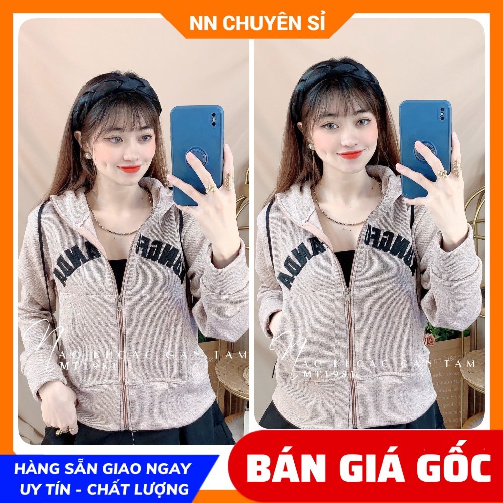 Áo khoác gân tăm cho nữ chất vải mềm co giãn lên phom ôm dáng thêu chữ dễ thương MT1981