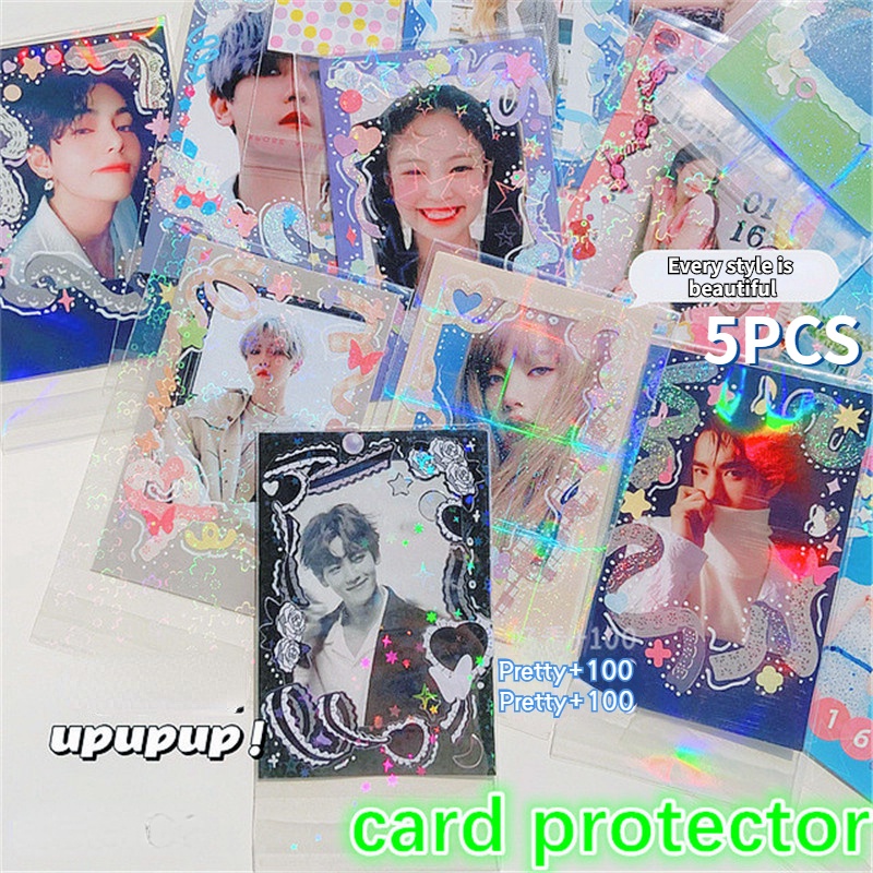 5pcs Thẻ ảnh Laser Bảo vệ Tay áo Bảo vệ Phim hoa anh đào Năm cánh OPP Túi nhỏ