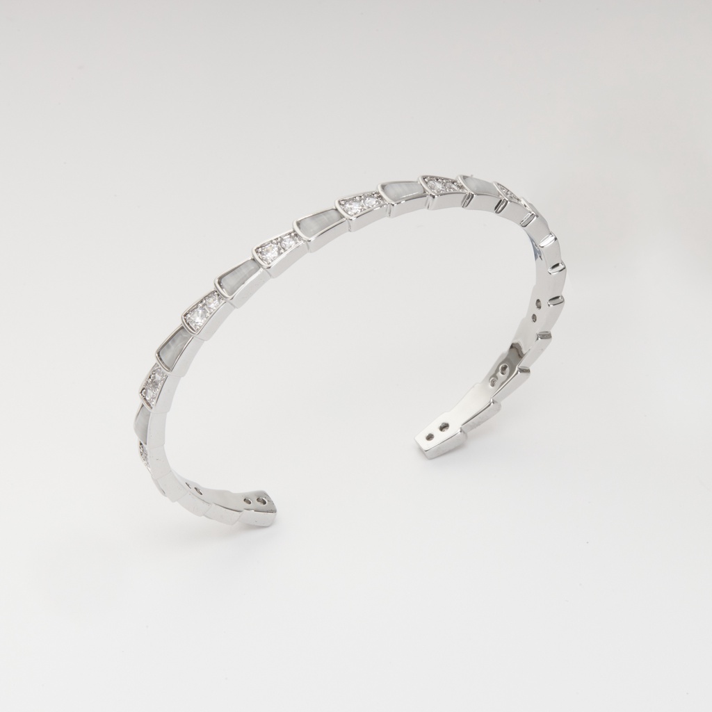 Vòng tay nữ Lyz and Liam Serpenti Viper L&amp;L Cuff Silver LL2019SV - Gift Box Hộp quà tặng nơ đỏ