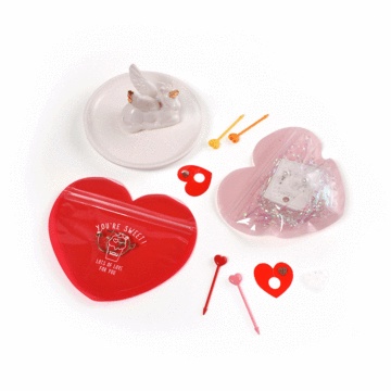 Set 5c Túi zip PVC đựng kẹo bánh, quà tặng hình trái tim, donut Tình yêu Valentine ngọt ngào xinh xắn