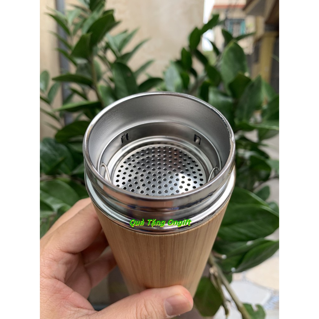 Bình giữ nhiệt vỏ tre lõi inox 304 cao cấp, an toàn sức khỏe thân thiện với môi trường. Khắc  tên theo yc