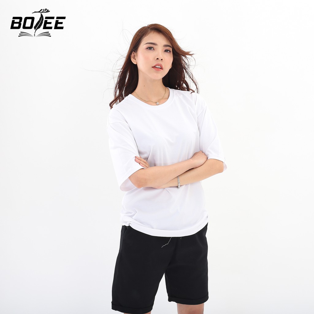 [Mã LT50 giảm 50k đơn 250k] Áo thun Trơn Basic form rộng tay lỡ BOTEE trắng đen unisex nam nữ | BigBuy360 - bigbuy360.vn