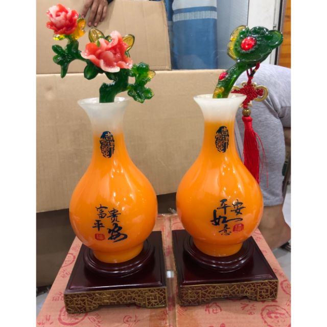 Bình như ý hoa mẫu đơn