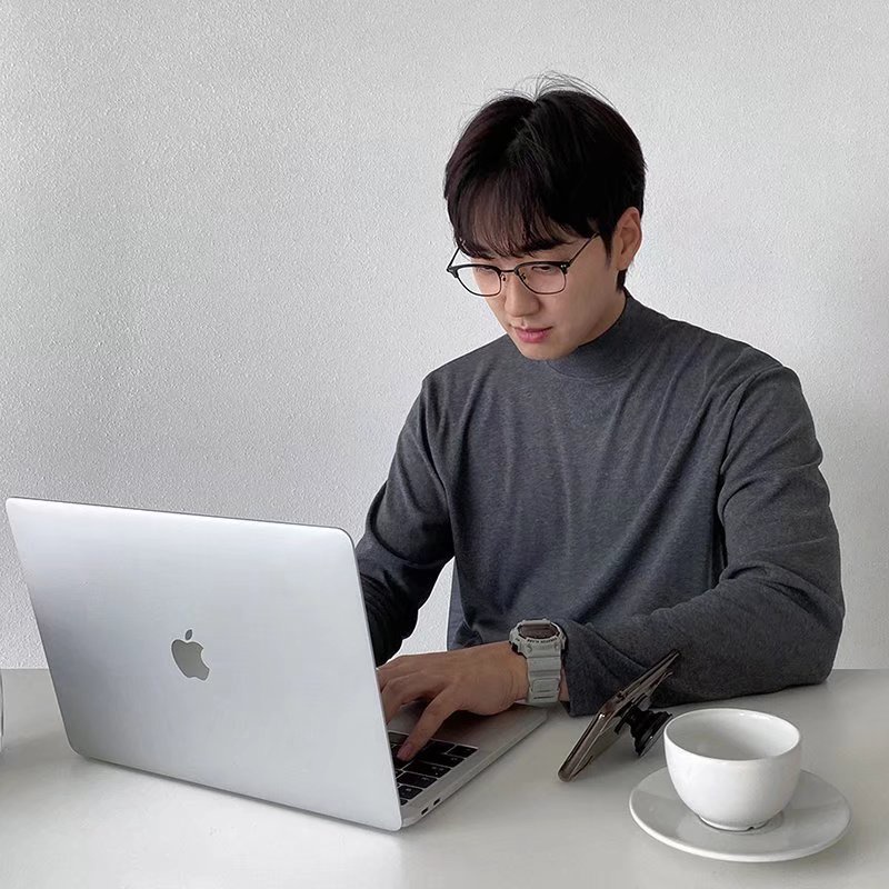 Áo thun tay dài cổ cao dáng rộng màu sắc đơn giản phong cách Hàn Quốc thời trang thu đông sành điệu size m-5xl