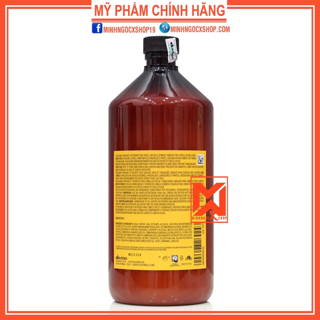 Dầu xả thực vật dưỡng ẩm kỳ diệu DAVINES Nourishing 1000ml chính hãng