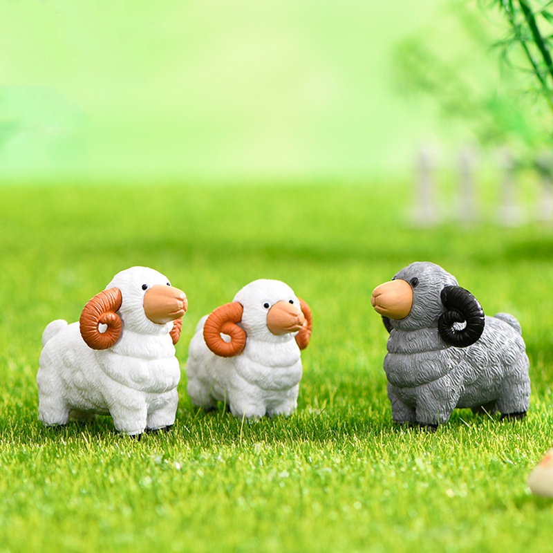 Set 4 Mô Hình Động Vật Mini Bằng Nhựa Resin Dùng Để Trang Trí Vườn Tiểu Cảnh