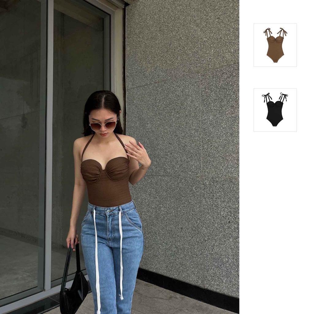 Áo Bodysuit Shoulder Ties,Chất Liệu Thun TC,Co Dãn,Thoải Mái, Năng Động,Trẻ Trung,WBS000028,SOMEHOW.