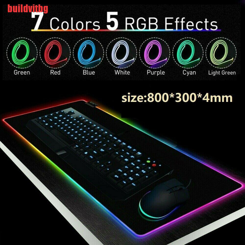 {buildvitbg}Large RGB Colorful LED Lighting Gaming Mouse Pad Mat 800*300mm for PC Laptop GVQ